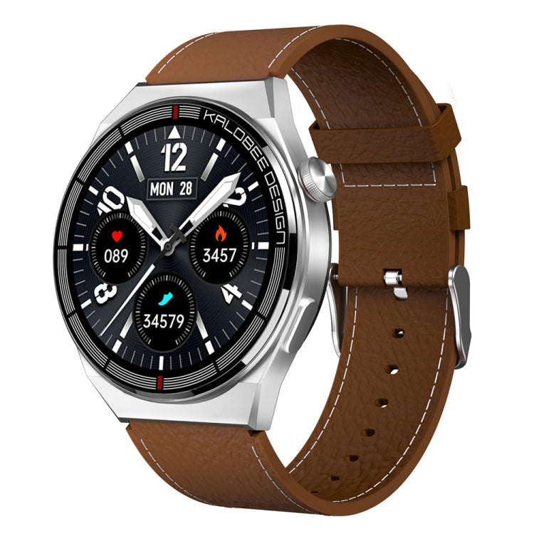 1.3 inch Leather Band IP68 Waterproof Smart Watch Support Bluetooth Call(Brown) - Smart Watches by PMC Jewellery | Online Shopping South Africa | PMC Jewellery | Buy Now Pay Later Mobicred