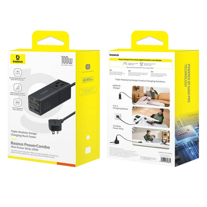 Baseus Lingao Mini Series 100W 3Type-C+USB Ports with 1 Socket Desktop GaN Charger, Length: 1.5m(US Plug) - Multifunction Charger by Baseus | Online Shopping South Africa | PMC Jewellery | Buy Now Pay Later Mobicred