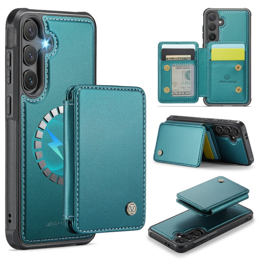 For Samsung Galaxy S24 FE 5G JEEHOOD J05 Business Magnetic Style RFID Leather Phone Case(Blue Green) - Galaxy S24 FE 5G Cases by JEEHOOD | Online Shopping South Africa | PMC Jewellery | Buy Now Pay Later Mobicred