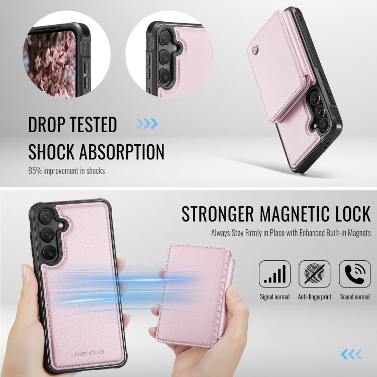 For Samsung Galaxy S24 FE 5G JEEHOOD J05 Business Magnetic Style RFID Leather Phone Case(Pink) - Galaxy S24 FE 5G Cases by JEEHOOD | Online Shopping South Africa | PMC Jewellery | Buy Now Pay Later Mobicred