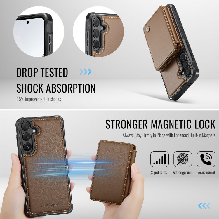 For Samsung Galaxy S24 FE 5G JEEHOOD J05 Business Magnetic Style RFID Leather Phone Case(Brown) - Galaxy S24 FE 5G Cases by JEEHOOD | Online Shopping South Africa | PMC Jewellery | Buy Now Pay Later Mobicred