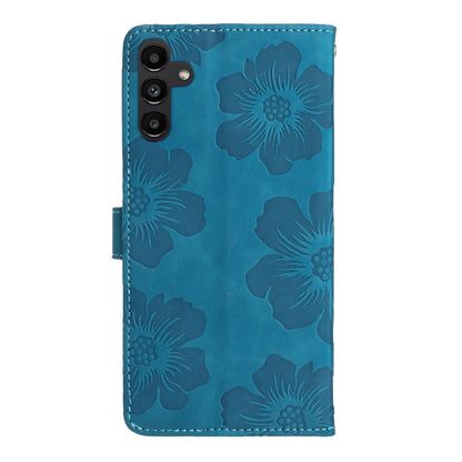 For Samsung Galaxy S25 5G Flower Embossing Pattern Leather Phone Case(Blue) - Galaxy S25 5G Cases by PMC Jewellery | Online Shopping South Africa | PMC Jewellery | Buy Now Pay Later Mobicred