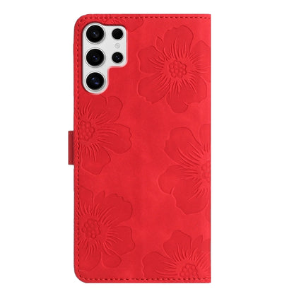 For Samsung Galaxy S25 Ultra 5G Flower Embossing Pattern Leather Phone Case(Red) - Galaxy S25 Ultra 5G Cases by PMC Jewellery | Online Shopping South Africa | PMC Jewellery | Buy Now Pay Later Mobicred