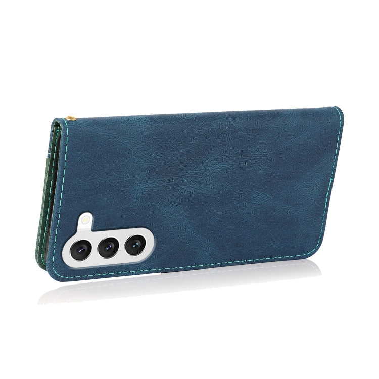 For Samsung Galaxy S25 5G Dual-color Stitching Leather Phone Case(Blue Green) - Galaxy S25 5G Cases by PMC Jewellery | Online Shopping South Africa | PMC Jewellery | Buy Now Pay Later Mobicred