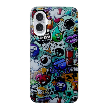 For iPhone 16 Colored Drawing Pattern TPU Phone Case(Graffiti) - iPhone 16 Cases by PMC Jewellery | Online Shopping South Africa | PMC Jewellery | Buy Now Pay Later Mobicred