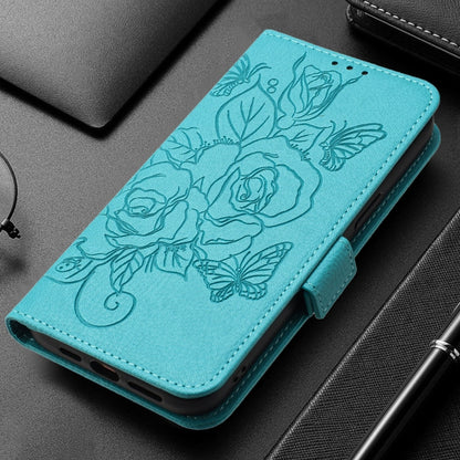 For Redmi K70 Ultra 5G Global Embossed Rose RFID Anti-theft Leather Phone Case(Light Blue) - Xiaomi Cases by PMC Jewellery | Online Shopping South Africa | PMC Jewellery | Buy Now Pay Later Mobicred