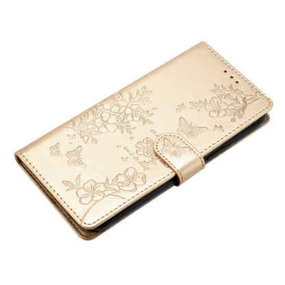 For Blackview A55 Pro Butterflies and Flowers Leather Phone Case(Gold) - More Brand by PMC Jewellery | Online Shopping South Africa | PMC Jewellery | Buy Now Pay Later Mobicred