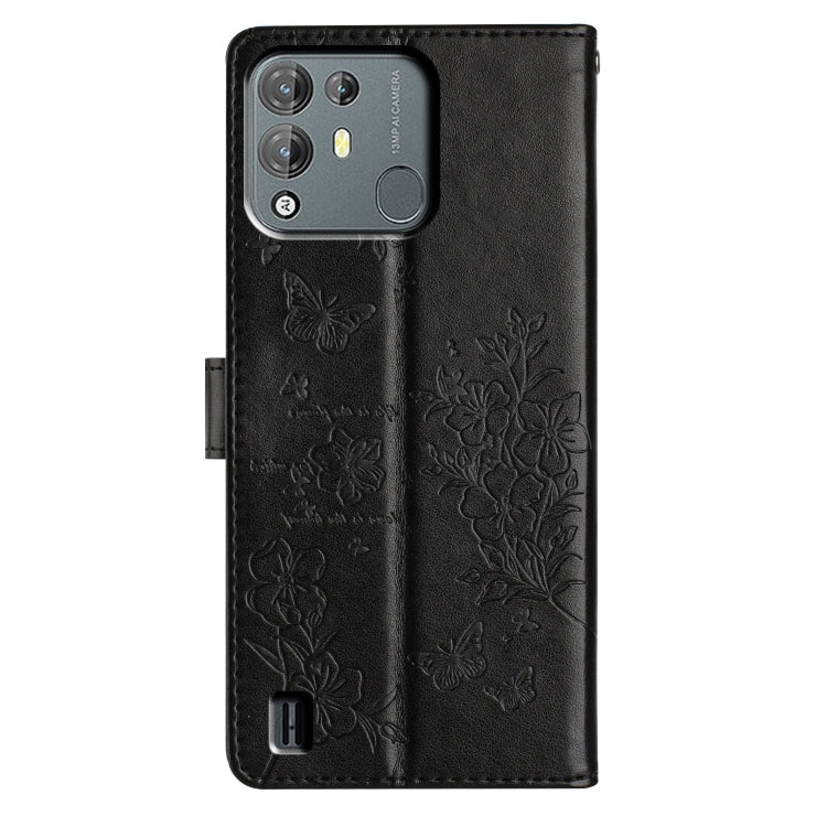 For Blackview A55 Pro Butterflies and Flowers Leather Phone Case(Black) - More Brand by PMC Jewellery | Online Shopping South Africa | PMC Jewellery | Buy Now Pay Later Mobicred