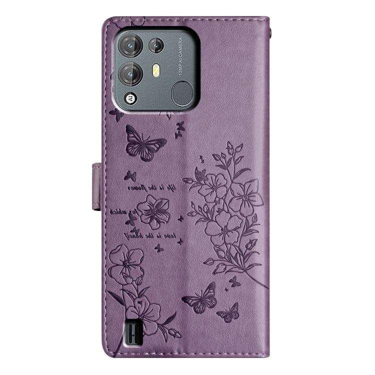 For Blackview A55 Pro Butterflies and Flowers Leather Phone Case(Purple) - More Brand by PMC Jewellery | Online Shopping South Africa | PMC Jewellery | Buy Now Pay Later Mobicred