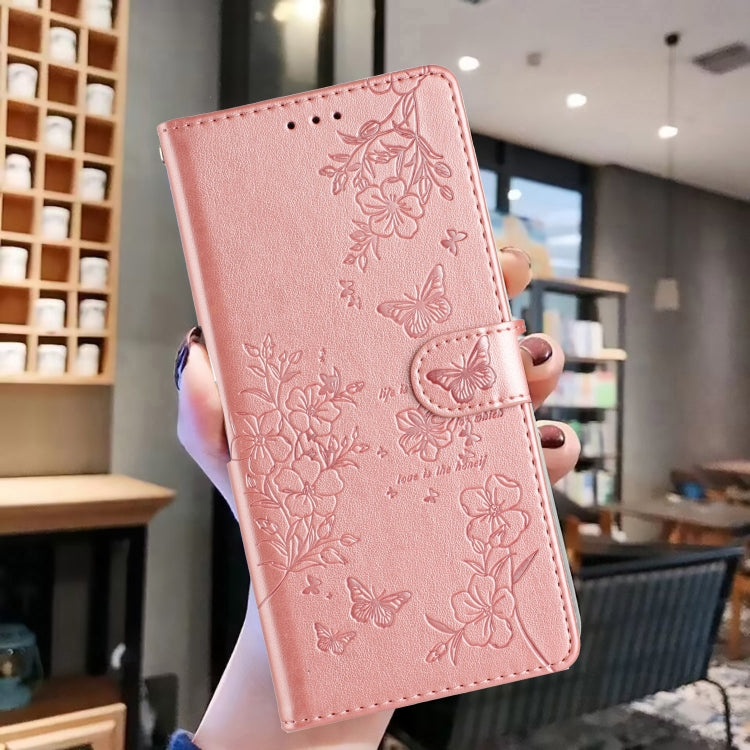 For Blackview A53 / A53 Pro Butterflies and Flowers Leather Phone Case(Rose Gold) - More Brand by PMC Jewellery | Online Shopping South Africa | PMC Jewellery | Buy Now Pay Later Mobicred