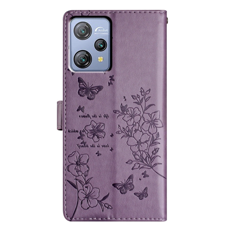 For Blackview A53 / A53 Pro Butterflies and Flowers Leather Phone Case(Purple) - More Brand by PMC Jewellery | Online Shopping South Africa | PMC Jewellery | Buy Now Pay Later Mobicred