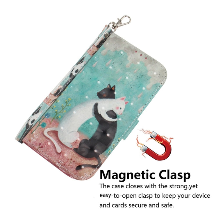 For Samsung Galaxy S25+ 5G 3D Colored Horizontal Flip Leather Phone Case(Black White Cat) - Galaxy S25+ 5G Cases by PMC Jewellery | Online Shopping South Africa | PMC Jewellery | Buy Now Pay Later Mobicred