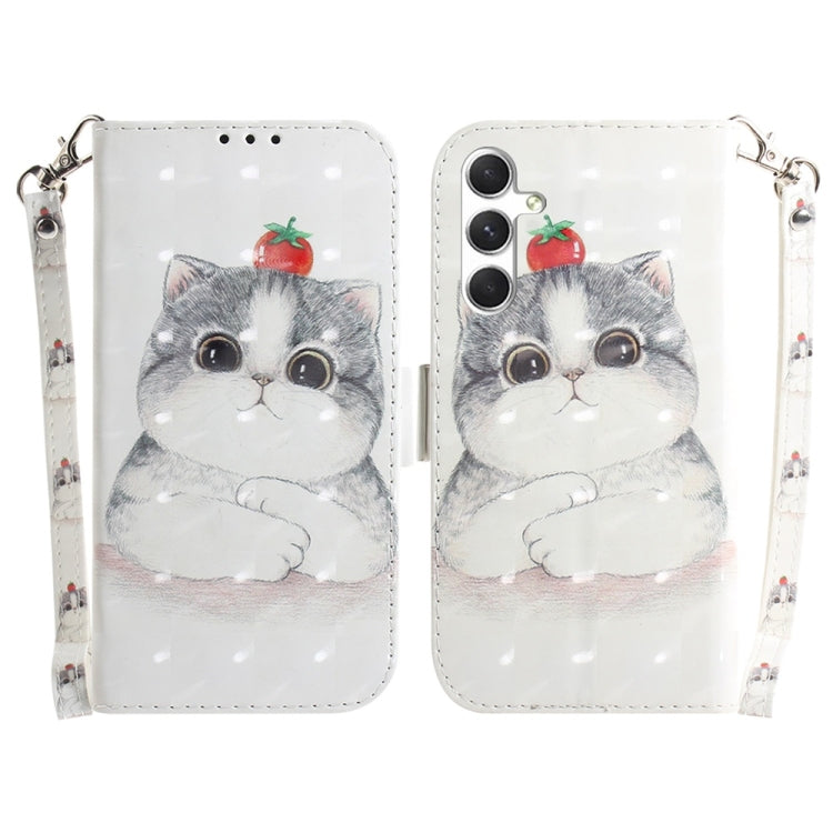 For Samsung Galaxy S25+ 5G 3D Colored Horizontal Flip Leather Phone Case(Cute Cat) - Galaxy S25+ 5G Cases by PMC Jewellery | Online Shopping South Africa | PMC Jewellery | Buy Now Pay Later Mobicred