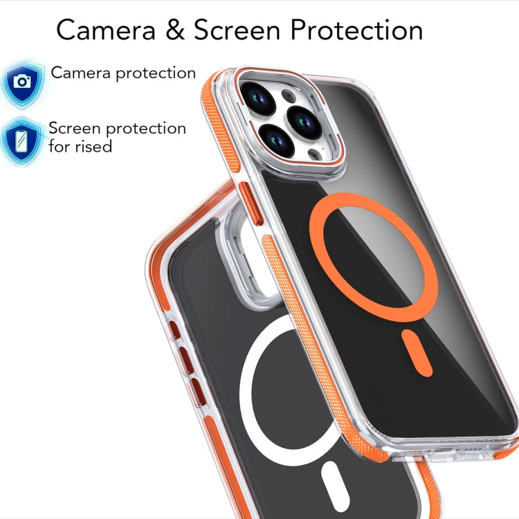 For iPhone 16 Magsafe Dual-Color Transparent Black Lens Holder Phone Case(White) - iPhone 16 Cases by PMC Jewellery | Online Shopping South Africa | PMC Jewellery | Buy Now Pay Later Mobicred