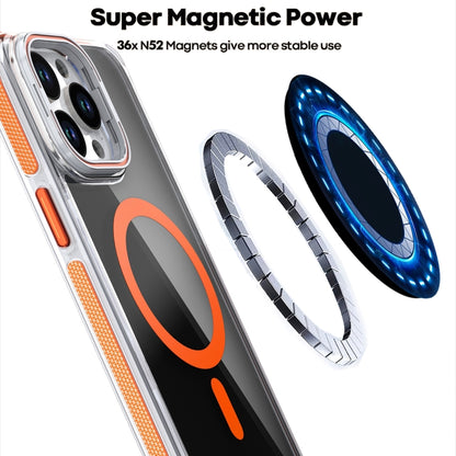 For iPhone 16 Pro Max Magsafe Dual-Color Transparent Black Lens Holder Phone Case(Orange) - iPhone 16 Pro Max Cases by PMC Jewellery | Online Shopping South Africa | PMC Jewellery | Buy Now Pay Later Mobicred