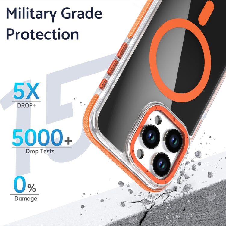 For iPhone 16 Pro Max Magsafe Dual-Color Transparent Black Full Coverage Phone Case(Orange) - iPhone 16 Pro Max Cases by PMC Jewellery | Online Shopping South Africa | PMC Jewellery | Buy Now Pay Later Mobicred