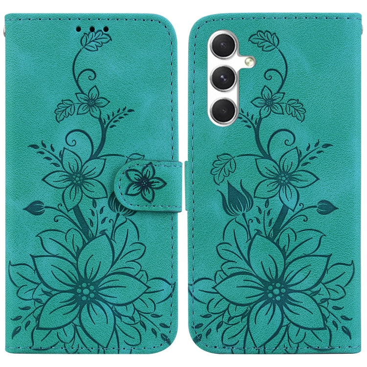 For Samsung Galaxy S25+ 5G Lily Embossed Leather Phone Case(Green) - Galaxy S25+ 5G Cases by PMC Jewellery | Online Shopping South Africa | PMC Jewellery | Buy Now Pay Later Mobicred