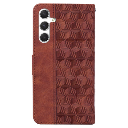 For Samsung Galaxy S25 5G Geometric Embossed Leather Phone Case(Brown) - Galaxy S25 5G Cases by PMC Jewellery | Online Shopping South Africa | PMC Jewellery | Buy Now Pay Later Mobicred