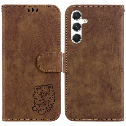 For Samsung Galaxy S25 5G Little Tiger Embossed Leather Phone Case(Brown) - Galaxy S25 5G Cases by PMC Jewellery | Online Shopping South Africa | PMC Jewellery | Buy Now Pay Later Mobicred