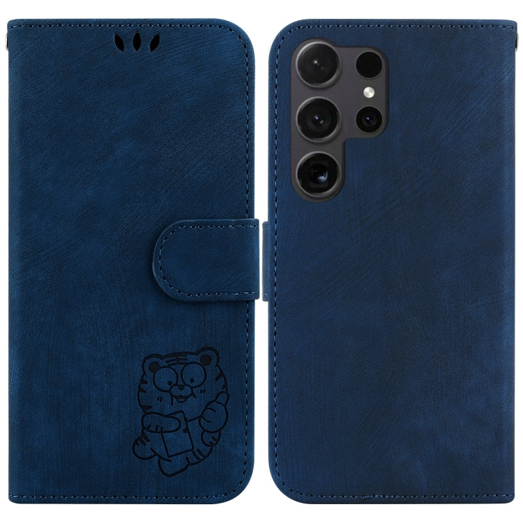 For Samsung Galaxy S25 Ultra 5G Little Tiger Embossed Leather Phone Case(Dark Blue) - Galaxy S24 Ultra 5G Cases by PMC Jewellery | Online Shopping South Africa | PMC Jewellery | Buy Now Pay Later Mobicred