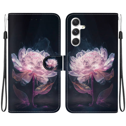 For Samsung Galaxy S25 5G Crystal Texture Colored Drawing Leather Phone Case(Purple Peony) - Galaxy S25 5G Cases by PMC Jewellery | Online Shopping South Africa | PMC Jewellery | Buy Now Pay Later Mobicred