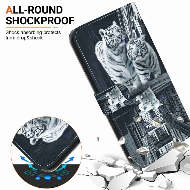 For Samsung Galaxy S25 5G Crystal Texture Colored Drawing Leather Phone Case(Cat Tiger Reflection) - Galaxy S25 5G Cases by PMC Jewellery | Online Shopping South Africa | PMC Jewellery | Buy Now Pay Later Mobicred