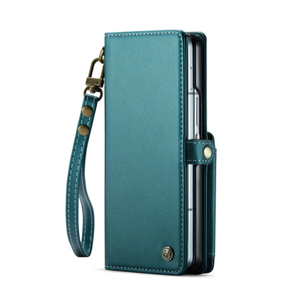 For Samsung Galaxy Z Fold6 5G CaseMe C22 PC+TPU Business Style RFID Anti-theft Lanyard Leather Phone Case with Pen Slot(Blue Green) - Galaxy Z Fold6 5G Cases by CaseMe | Online Shopping South Africa | PMC Jewellery | Buy Now Pay Later Mobicred