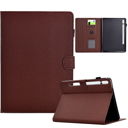 For Samsung Galaxy Tab S9 / S9 FE Solid Color Fiber Texture Smart Tablet Leather Case(Brown) - Galaxy Tab S9 Cases by PMC Jewellery | Online Shopping South Africa | PMC Jewellery | Buy Now Pay Later Mobicred