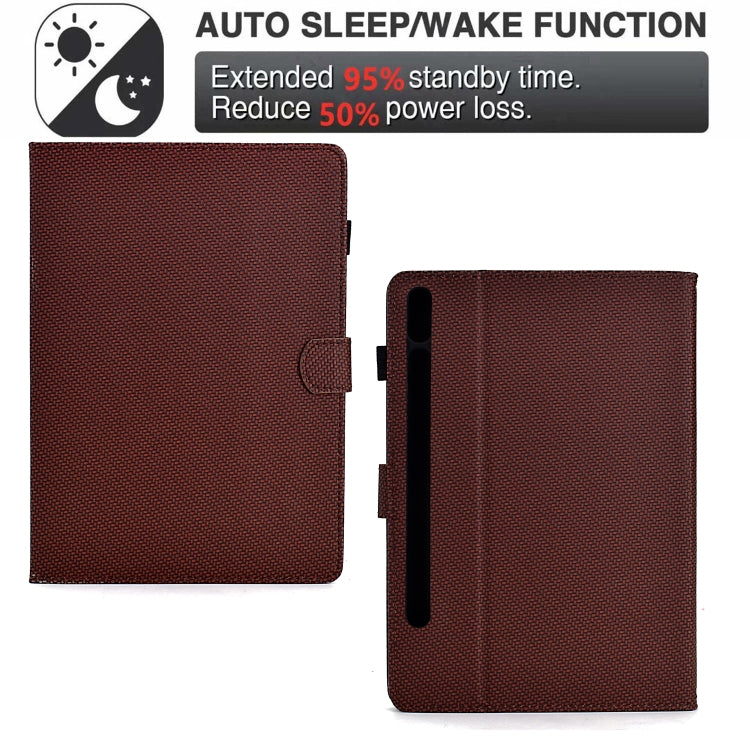 For Samsung Galaxy Tab S9 / S9 FE Solid Color Fiber Texture Smart Tablet Leather Case(Brown) - Galaxy Tab S9 Cases by PMC Jewellery | Online Shopping South Africa | PMC Jewellery | Buy Now Pay Later Mobicred