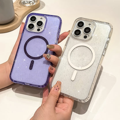 For iPhone 16 Pro Glitter Powder TPU Hybrid PC MagSafe Phone Case(Transparent) - iPhone 16 Pro Cases by PMC Jewellery | Online Shopping South Africa | PMC Jewellery | Buy Now Pay Later Mobicred