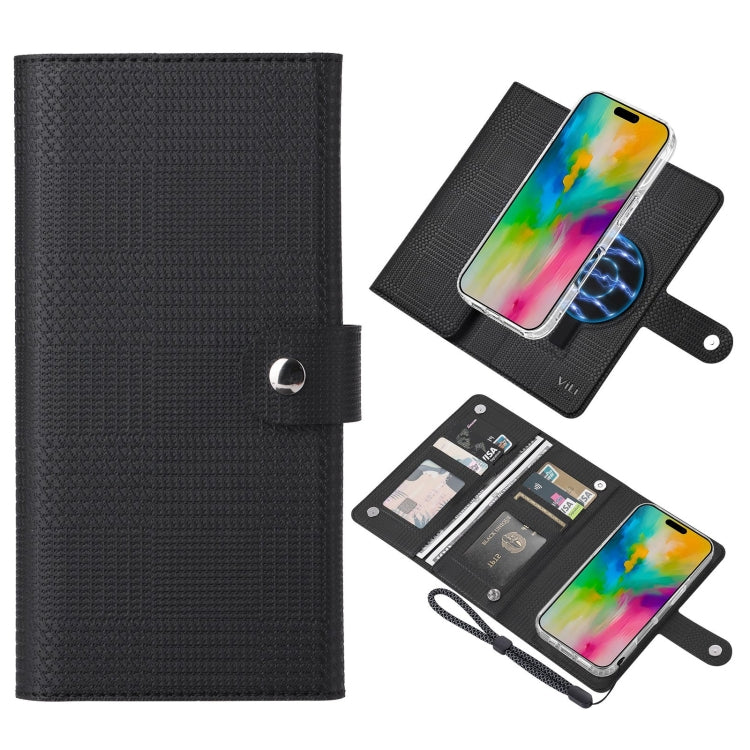 For iPhone 16 Plus ViLi GHA-C Series RFID MagSafe Magnetic Flip Leather Phone Case(Black) - iPhone 16 Plus Cases by ViLi | Online Shopping South Africa | PMC Jewellery | Buy Now Pay Later Mobicred