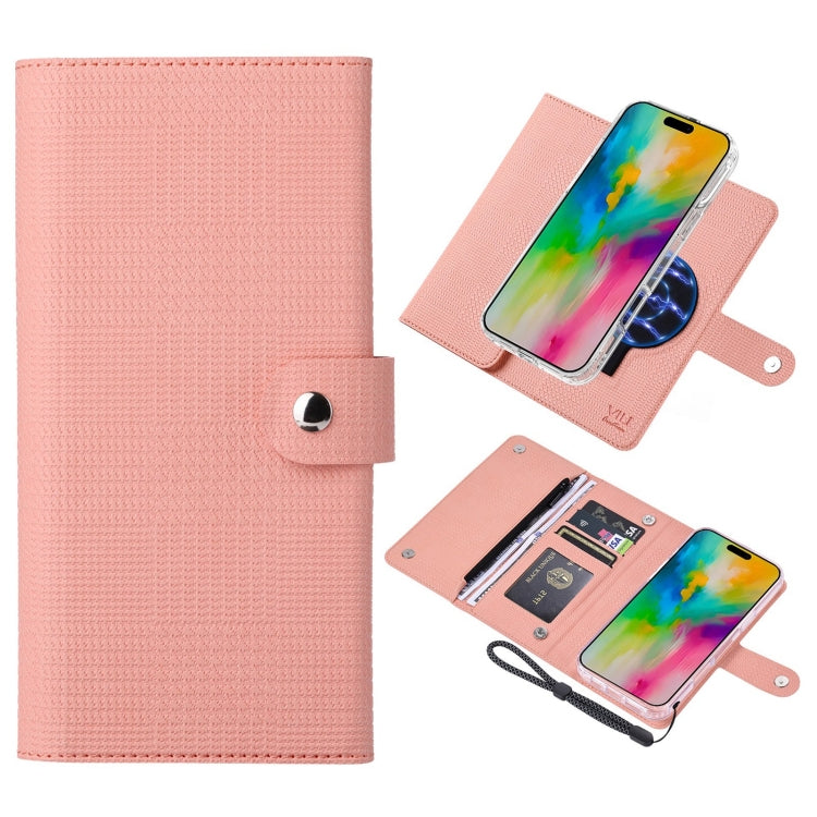 For iPhone 16 ViLi GHB-C Series RFID MagSafe Magnetic Flip Leather Phone Case(Pink) - iPhone 16 Cases by ViLi | Online Shopping South Africa | PMC Jewellery | Buy Now Pay Later Mobicred