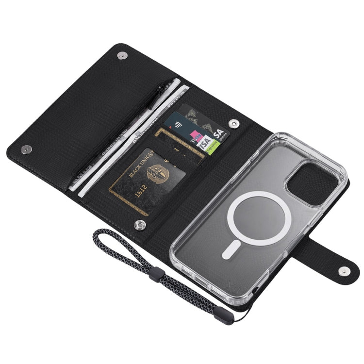 For iPhone 16 ViLi GHB-C Series RFID MagSafe Magnetic Flip Leather Phone Case(Black) - iPhone 16 Cases by ViLi | Online Shopping South Africa | PMC Jewellery | Buy Now Pay Later Mobicred