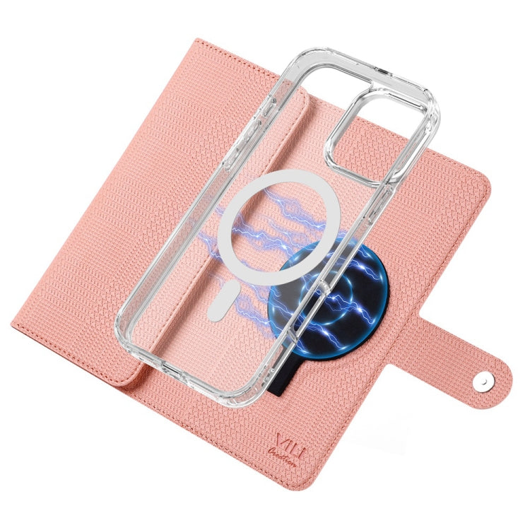 For iPhone 16 Plus ViLi GHB-C Series RFID MagSafe Magnetic Flip Leather Phone Case(Pink) - iPhone 16 Plus Cases by ViLi | Online Shopping South Africa | PMC Jewellery | Buy Now Pay Later Mobicred