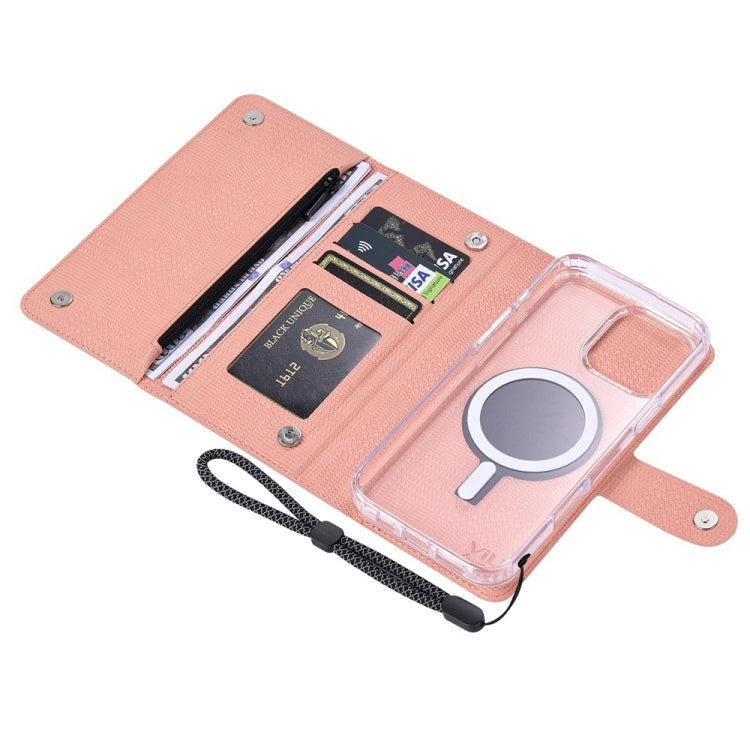 For iPhone 16 Pro Max ViLi GHB-C Series RFID MagSafe Magnetic Flip Leather Phone Case(Pink) - iPhone 16 Pro Max Cases by ViLi | Online Shopping South Africa | PMC Jewellery | Buy Now Pay Later Mobicred