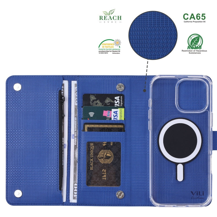 For iPhone 14 Pro Max ViLi GHB-C Series RFID MagSafe Magnetic Flip Leather Phone Case(Blue) - iPhone 14 Pro Max Cases by ViLi | Online Shopping South Africa | PMC Jewellery | Buy Now Pay Later Mobicred