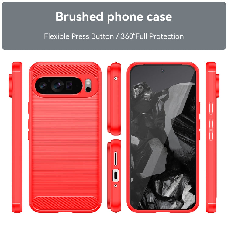 For Google Pixel 9 Pro XL Brushed Texture Carbon Fiber TPU Phone Case(Red) - Google Cases by PMC Jewellery | Online Shopping South Africa | PMC Jewellery | Buy Now Pay Later Mobicred