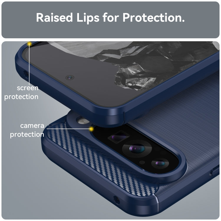 For Google Pixel 9 Pro XL Brushed Texture Carbon Fiber TPU Phone Case(Blue) - Google Cases by PMC Jewellery | Online Shopping South Africa | PMC Jewellery | Buy Now Pay Later Mobicred