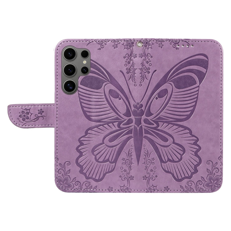 For Samsung Galaxy S25 Ultra 5G Swallowtail Butterfly Embossed Leather Phone Case(Purple) - Galaxy S25 Ultra 5G Cases by PMC Jewellery | Online Shopping South Africa | PMC Jewellery | Buy Now Pay Later Mobicred