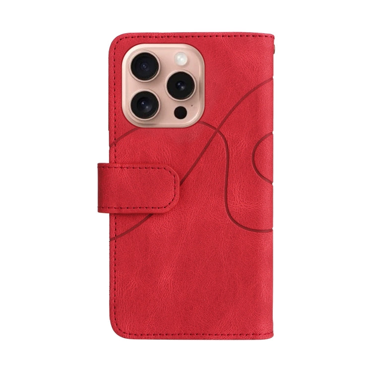 For iPhone 16 Pro Dual-color 9 Card Slots Zipper Wallet Leather Phone Case(Red) - iPhone 16 Pro Cases by PMC Jewellery | Online Shopping South Africa | PMC Jewellery | Buy Now Pay Later Mobicred