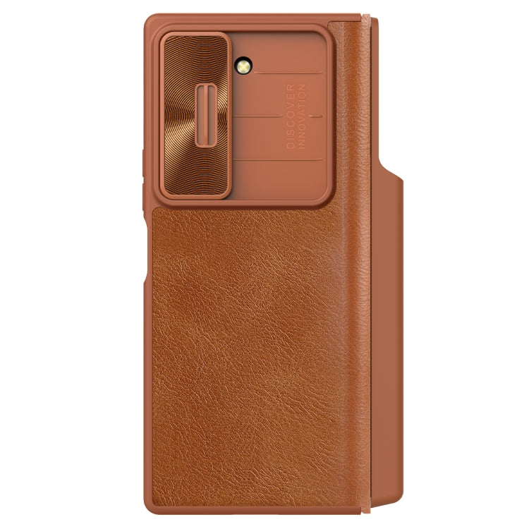 For Samsung Galaxy Z Fold6 5G NILLKIN QIN Series Pro Sliding Camera Cover Design Leather Phone Case(Brown) - Galaxy Z Fold6 5G Cases by NILLKIN | Online Shopping South Africa | PMC Jewellery | Buy Now Pay Later Mobicred