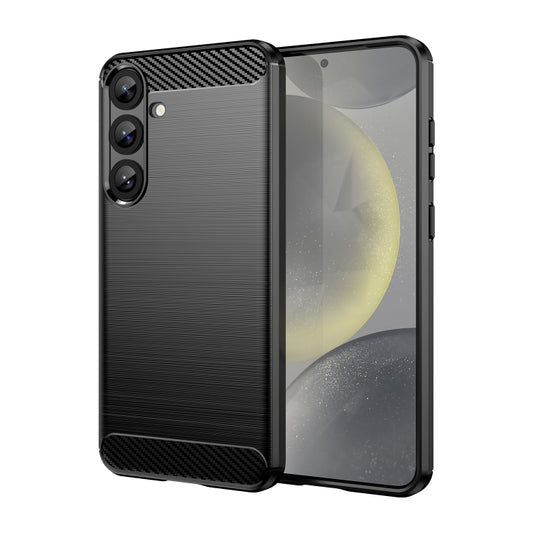 For Samsung Galaxy S25+ 5G Carbon Fiber Brushed Texture TPU Phone Case(Black) - Galaxy S25+ 5G Cases by PMC Jewellery | Online Shopping South Africa | PMC Jewellery | Buy Now Pay Later Mobicred