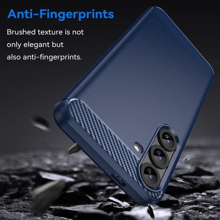 For Samsung Galaxy S25+ 5G Carbon Fiber Brushed Texture TPU Phone Case(Blue) - Galaxy S25+ 5G Cases by PMC Jewellery | Online Shopping South Africa | PMC Jewellery | Buy Now Pay Later Mobicred