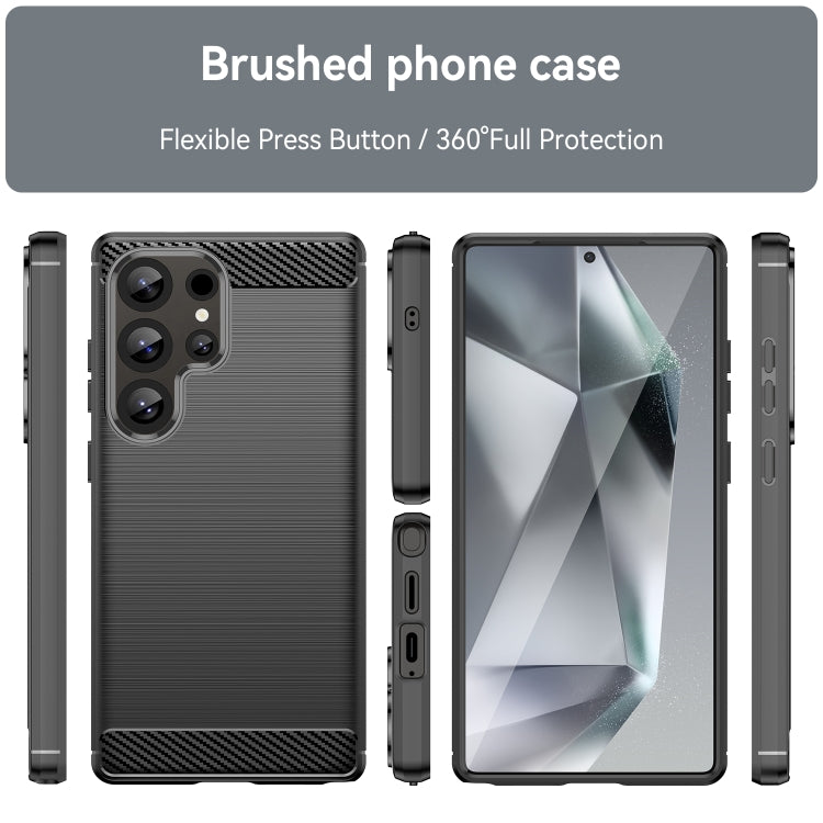 For Samsung Galaxy S25 Ultra 5G Carbon Fiber Brushed Texture TPU Phone Case(Black) - Galaxy S25 Ultra 5G Cases by PMC Jewellery | Online Shopping South Africa | PMC Jewellery | Buy Now Pay Later Mobicred