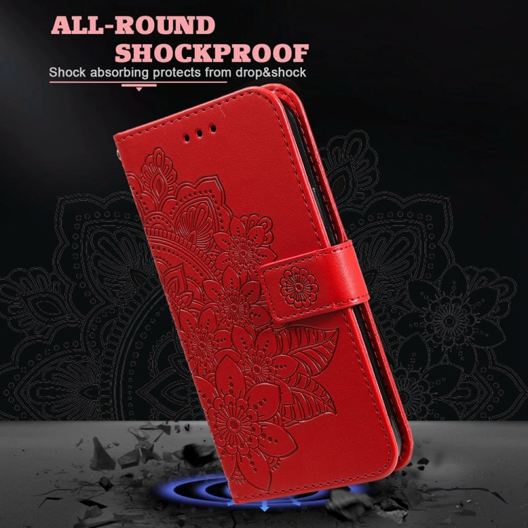 For Redmi K70 Ultra Seven-petal Flowers Embossing Leather Phone Case(Red) - Xiaomi Cases by PMC Jewellery | Online Shopping South Africa | PMC Jewellery | Buy Now Pay Later Mobicred