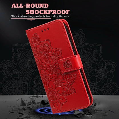 For Redmi K70 Ultra Seven-petal Flowers Embossing Leather Phone Case(Red) - Xiaomi Cases by PMC Jewellery | Online Shopping South Africa | PMC Jewellery | Buy Now Pay Later Mobicred