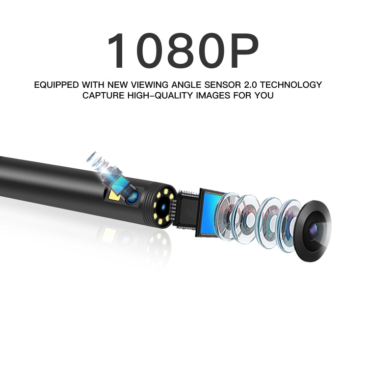 F280 8mm 1080P IP68 Waterproof Dual Camera WiFi Digital Endoscope, Length:2m Hard Cable(Black) -  by PMC Jewellery | Online Shopping South Africa | PMC Jewellery | Buy Now Pay Later Mobicred