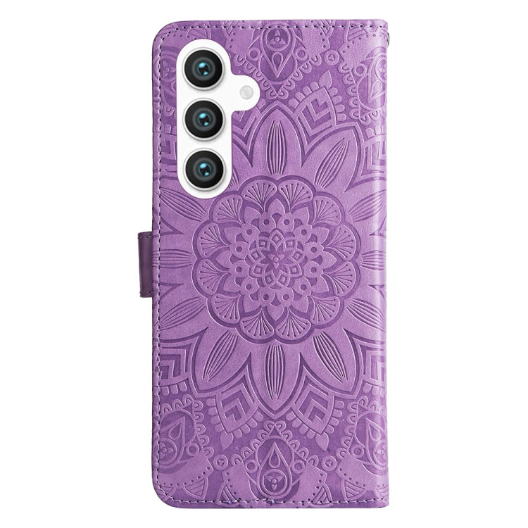 For Samsung Galaxy S25+ 5G Embossed Sunflower Leather Phone Case(Purple) - Galaxy S25+ 5G Cases by PMC Jewellery | Online Shopping South Africa | PMC Jewellery | Buy Now Pay Later Mobicred