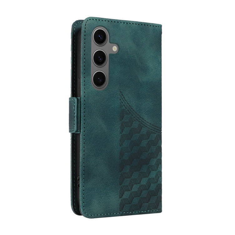 For Samsung Galaxy S25 5G Embossed Rhombus Starry Leather Phone Case(Green) - Galaxy S25 5G Cases by PMC Jewellery | Online Shopping South Africa | PMC Jewellery | Buy Now Pay Later Mobicred