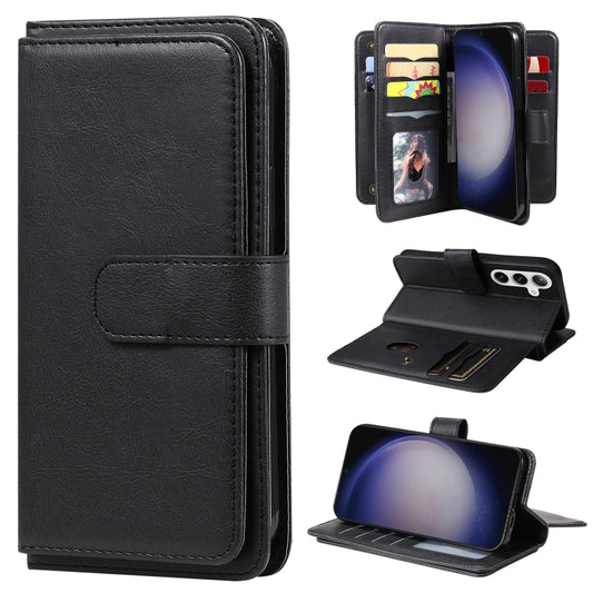 For Samsung Galaxy S25+ / S24+ 5G Multi-Function Wallet 10 Card Slots Leather Phone Case(Black) - Galaxy S25+ 5G Cases by PMC Jewellery | Online Shopping South Africa | PMC Jewellery | Buy Now Pay Later Mobicred